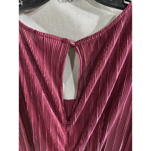 Anthropologie Maeve Sonata Wide Leg Pleated Cropped Jumpsuit sz 2 Ribbed Red‎ - Picture 9 of 10